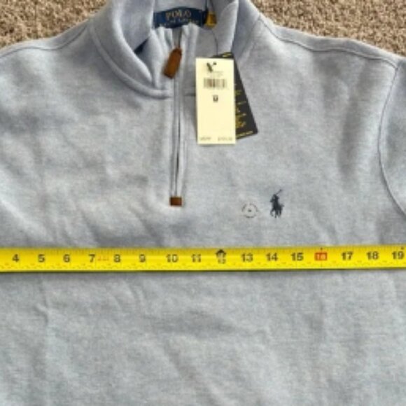 POLO RALPH LAUREN Luxury‎ Jersey Quarter-Zip Pullover Blue Men's Size Medium - Picture 2 of 4